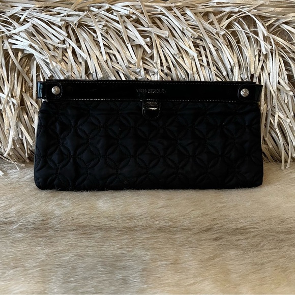 VERA BRADLEY Caviar Black Midnight Clutch Handbag Patient Leather Microfiber - Picture 6 of 13